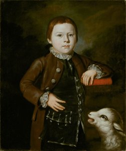 Jongen van de Hallett-familie met lam door American School