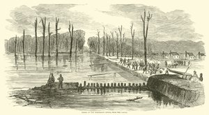 Bres in de Mississippi-dijk, nabij het kanaal, maart 1863 door American School