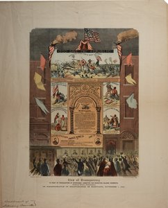 Affiche over de werving van Afro-Amerikanen en het vieren van de emancipatie in Maryland, Ringwalt & Brown, ca. 1 november 1864