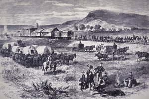 Bouw van de Northern Pacific Railroad, uit 
