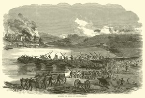 De brug bouwen bij Fredericksburg, december 1862