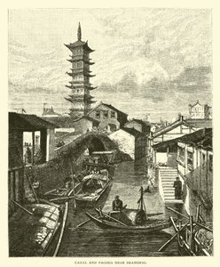 Kanaal en pagode bij Shanghai door American School
