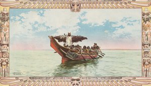 Kano met Kwakiutl bruiloftsfeest door Edward S. Curtis door American School