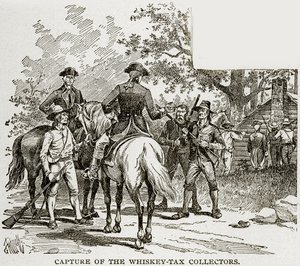 Verovering van de Whiskey-Tax Collectors, illustratie uit Columbus en Columbia, ca. 1893