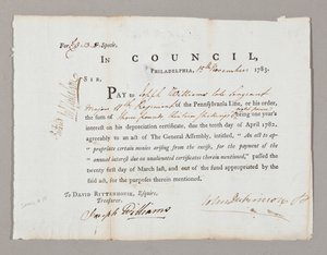 Cheque voor drie pond en dertien shilling aan Joseph Williams, 13 november 1783 door American School