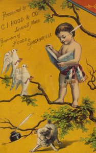 Cherubijn leest boek in boom door American School