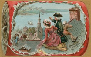 Kinderen bekijken de Slag bij Bunker Hill, 17 juni 1775 door American School