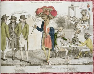 Cinque-Tetes of het Parijse Monster, cartoon die de XYZ-affaire satiriseert, 1797 door American School