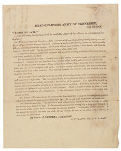 Circulaire betreffende de bouw en versterking van redoutes gebruikt door het Leger van Tennessee, 7 juli 1864 door American School