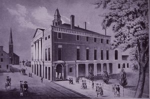 Stadhuis, Wall Street, New York City in 1790 door American School