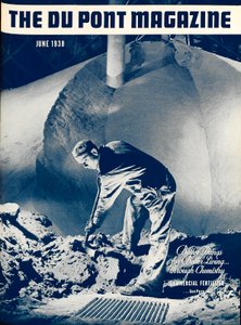 Commerciële meststof, voorpagina van het DuPont Magazine, juni 1938 door American School