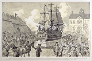 Congressionele parade en viering, c.1790 door American School
