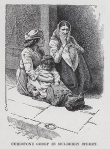 Stoeprand roddels in Mulberry Street (litho) door American School