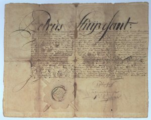 Akte ondertekend door Peter Stuyvesant, Directeur-Generaal van Nieuw-Nederland, 15 mei 1664 door American School