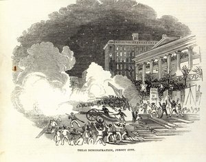 Demonstratie in Jersey City ten gunste van de Annexatie door de Verenigde Staten van Texas, illustratie uit 