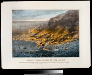 Verwoesting van Chicago door brand, oktober 1871 door American School