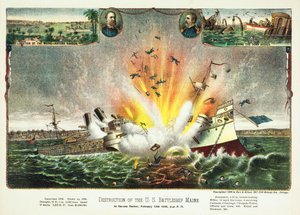 Vernietiging van het Amerikaanse slagschip Maine in de haven van Havana, 15 februari 1898, uitgegeven 1898