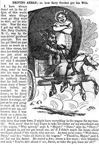 Vooruit rijden, of hoe Davy Crocket zijn vrouw kreeg, uit Crocketts almanak voor 1856, gepubliceerd, New York, 1855 door American School