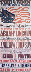 Verkiezingscampagneposter voor Abraham Lincoln (1809-65) voor president en Andrew Johnson (1808-75) voor vice-president