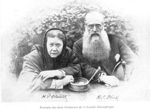 Elena Petrovna Blavatsky (1831-91) en kolonel Henry Steel Olcott (1832-1907), uit Histoire Authentique de la Société Théosophique door Olcott, gepubliceerd in 1908 door American School