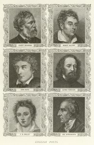 Engelse dichters, Robert Browning, Robert Southey, John Keats, Alfred Tennyson, P B Shelley, William Wordsworth door American School