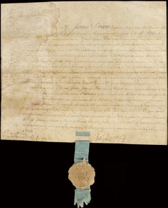 Ingesloten proclamatie die de vrijheid van de stad verleent aan John Jay door American School