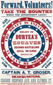Wervingsposter voor Duryeas Zouaven, Tweede Bataljon, 19e Wijk, Brooklyn