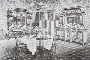 Eetkamer van de familie in het Witte Huis in de jaren 1890, Washington D.C., Verenigde Staten van Amerika door American School