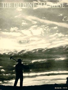 Boer in het veld, voorpagina van het DuPont Magazine, maart 1936 door American School