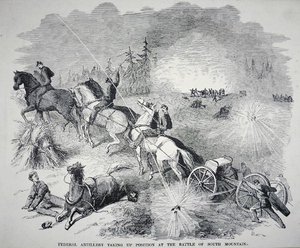 Federale artillerie neemt positie in bij de Slag om South Mountain, september 1862 door American School