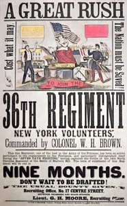Federale wervingsposter voor het 36e Regiment, New York vrijwilligers door American School