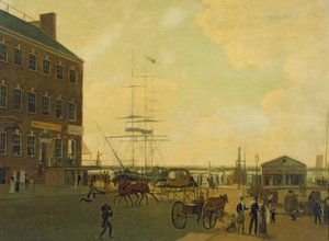 Voet van Cortlandt Street, New York City, c.1818-49 door American School