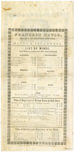 Franklin House Wijnlijst voor 23 mei 1844, 1844