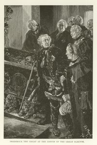 Frederik de Grote bij de kist van de Grote Keurvorst door American School