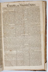 Voorpagina van de Gazette of the United States, 15 april 1789 door American School
