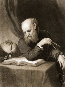 Galileo met kompas en diagrammen, ca. 1880
