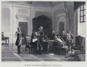 George Washington verwelkomt de markies de Lafayette door American School