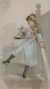 Meisje dat een Pot Koffie op een Dienblad Draagt door American School