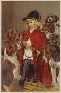 Meisje in jachtjas met honden door American School
