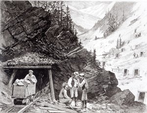Goud- en zilvermijnbouw, Colorado - Een honingraatberg, naar een tekening van Frenzeny en Tavernier door American School