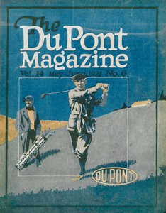 Golfen, vooromslag van het DuPont Magazine, mei-juni 1921 door American School