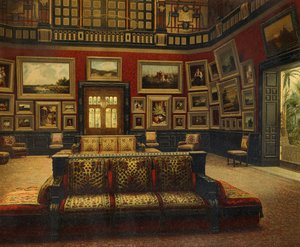 Grote Zaal, Van der Bilt Hotel in New York, ca. 1840, kleurgravure door American School