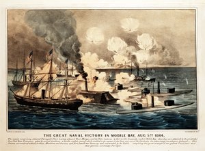 Grote zeeslag in Mobile Bay, 5 augustus 1864, gepubliceerd 1864 door American School