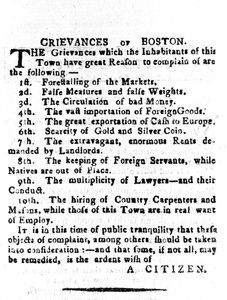 Klachten van Boston, brief gepubliceerd in de Boston Gazette, 4 april 1786