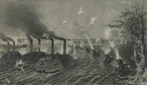 Kanonnen en mortierboten op de Mississippi (ca. 1878)