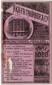 H.K. & F.B. Thurber & Co. handelsboekje, recto
