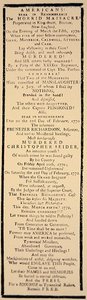 Pamflet over de vrijspraak van kapitein Preston en zes soldaten na hun proces in oktober 1771 door American School