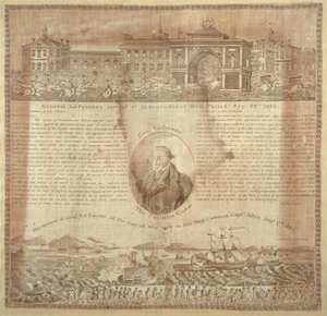 Zakdoek ter herdenking van de aankomst van generaal Lafayette (1757-1834) in 1824 door American School