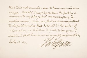 Handschrift en handtekening van Thomas Jefferson, 1803 door American School