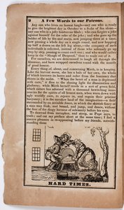 Moeilijke Tijden, pagina 2 uit The American Comic Almanac voor 1838